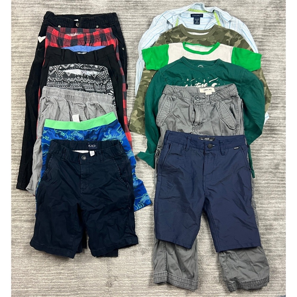 Lot of 13 Mixed Brand Clothing Boys Size 8 Medium Multicolor Pants Shorts Shirts